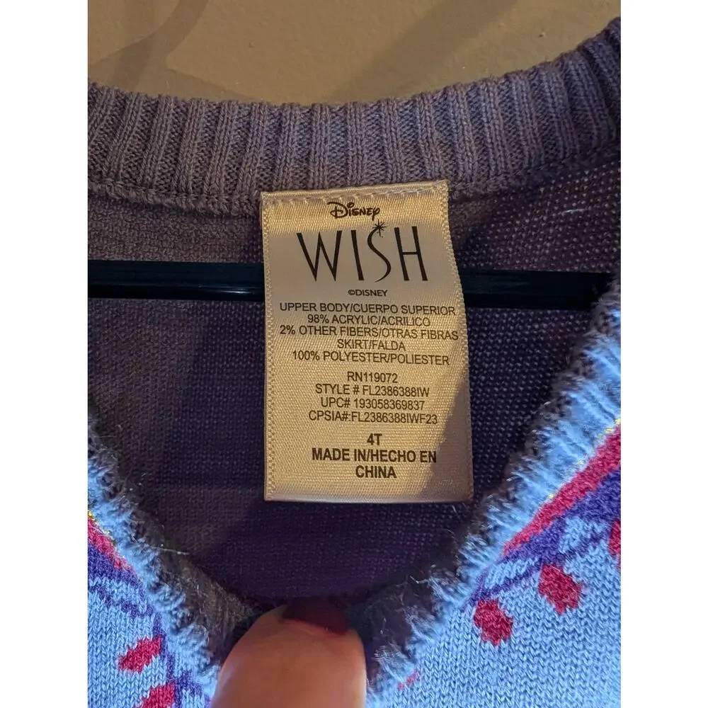 Disney Wish Asha Character Dress Purple Tulle Embroidered Girls Size 4T - Picture 3 of 9